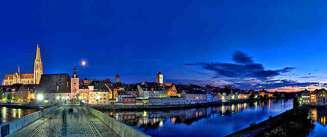 panorama, regensburg, steinerne, bruecke